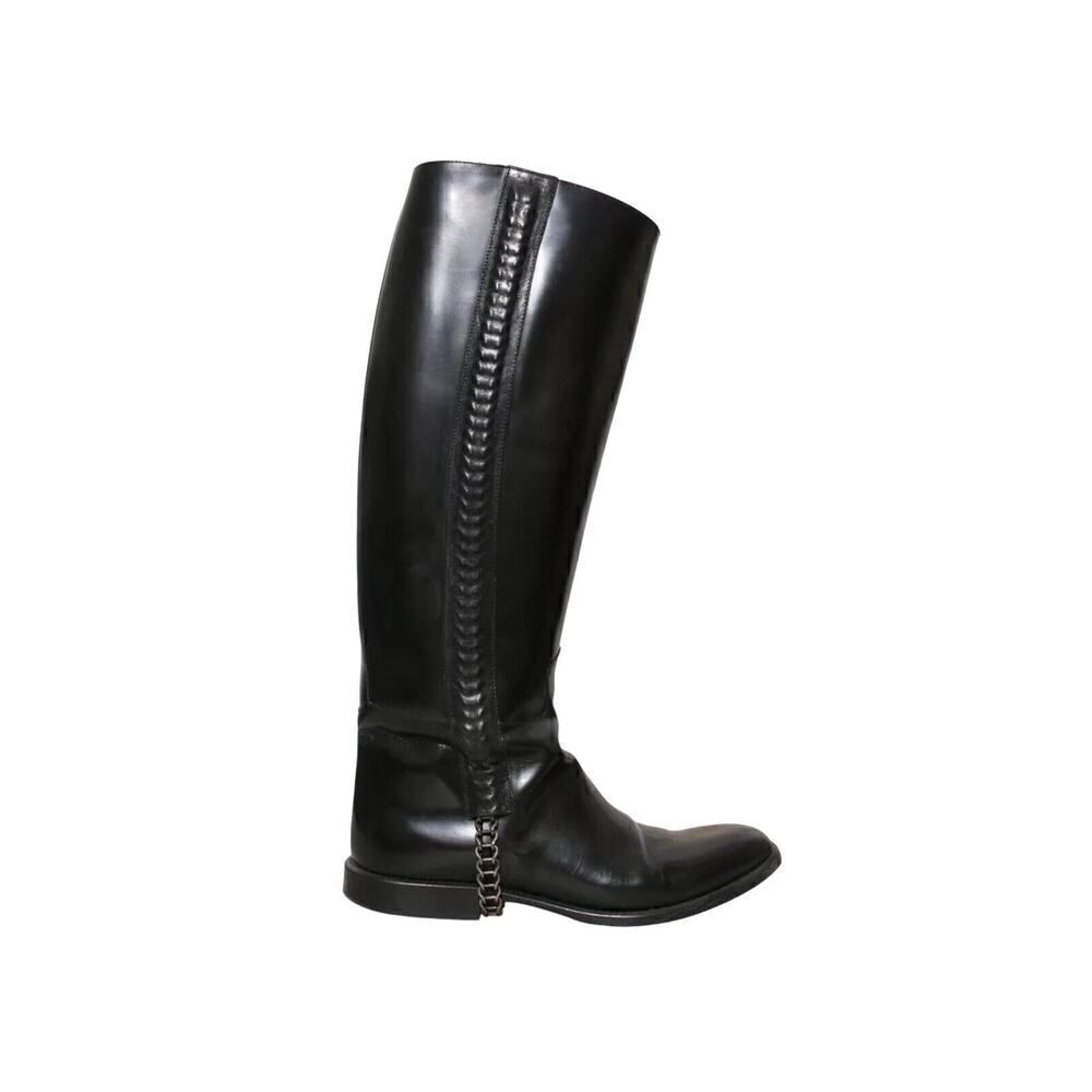 Givenchy Black Leather Knee-High Combat Boots